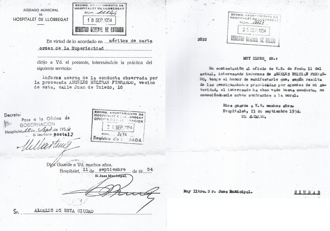 Informe de bona conducta 1954 Ramon Aparici