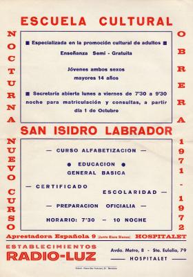 Escuela cultural obrera nocturna 1971