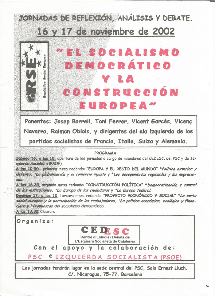 Jornadas El Socialismo democrático y la construcción europea