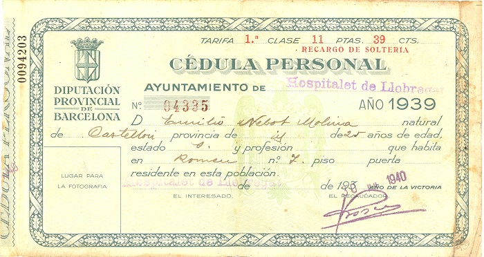 Cédula Personal Sr. Enric Nebot