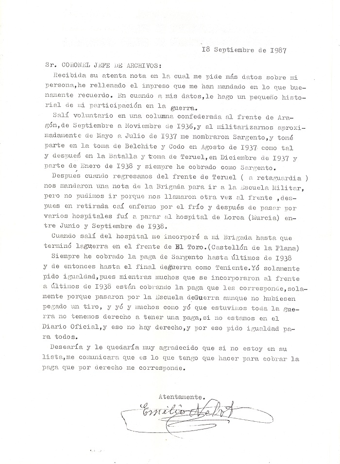 Carta del Sr. Nebot dirigida al Archivo de Salamanca