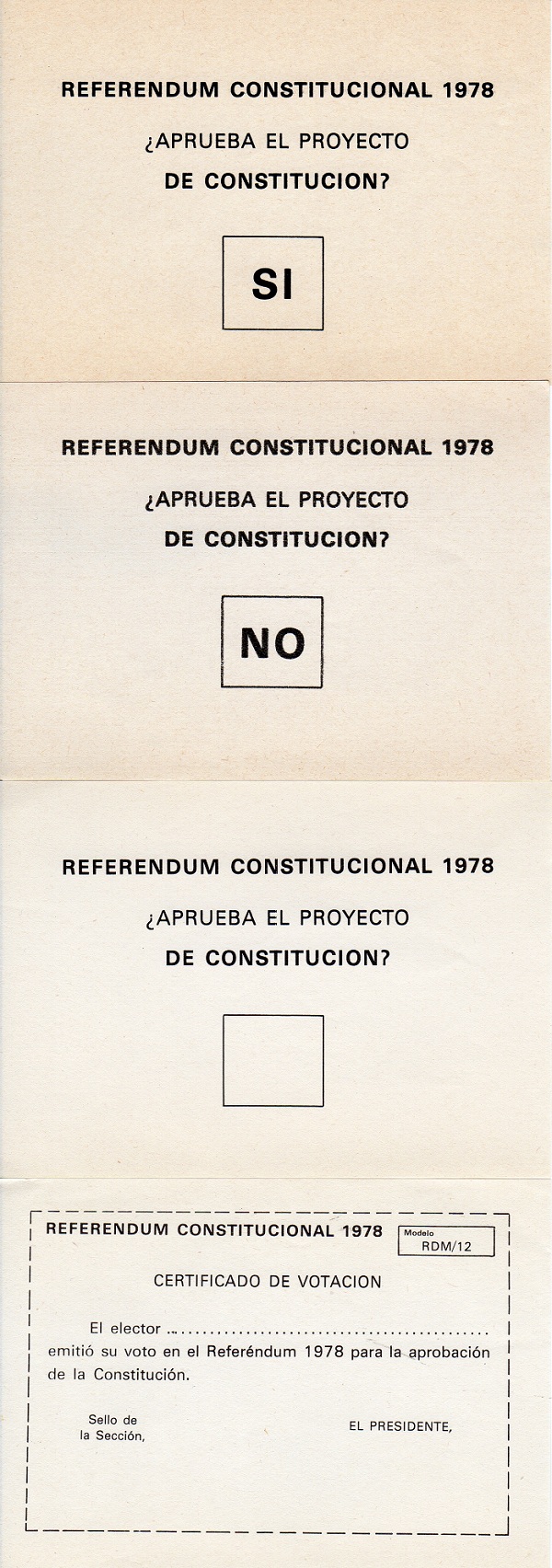 Paperetes referèndum Constitució 1978