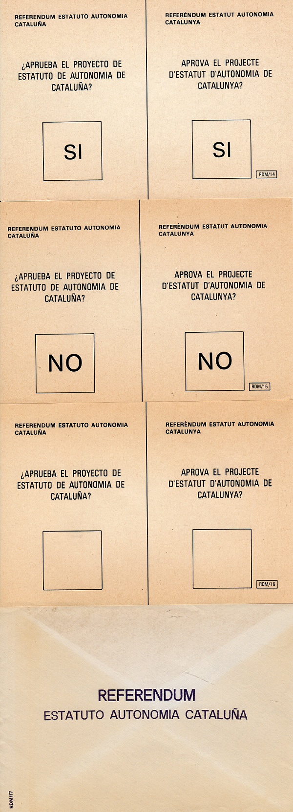 Paperetes referèndum estatut Catalunya