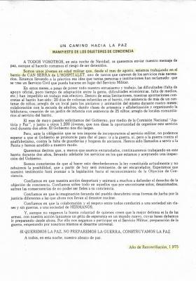 Un camino hacia la paz. Manifiesto de los Objetores de conciencia