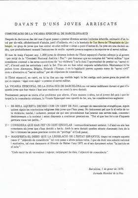 Davant d'uns joves arriscats. Comunicació de la Vicaria Episcopal de Barcelona-Sud