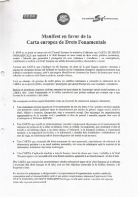 Manifest a favor de la Carta Europea de Drets Fonamentals