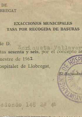 Rebut taxa escombraries 1962